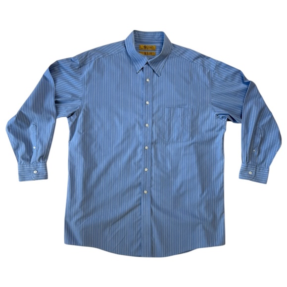 Roundtree & Yorke Other - Vintage 80s Roundtree & Yorke Gold Label Pinpoint Non-Iron Dress Shirt 16.5 Blue